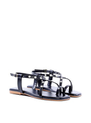 Rasteira com Dedeira e Tiras Cruzadas - Preta SDI-11903 - PR