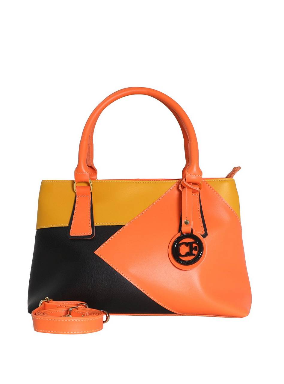 Bolsa Tote Média Transversal Detalhe Losango Laranja BSI-5706 - LR