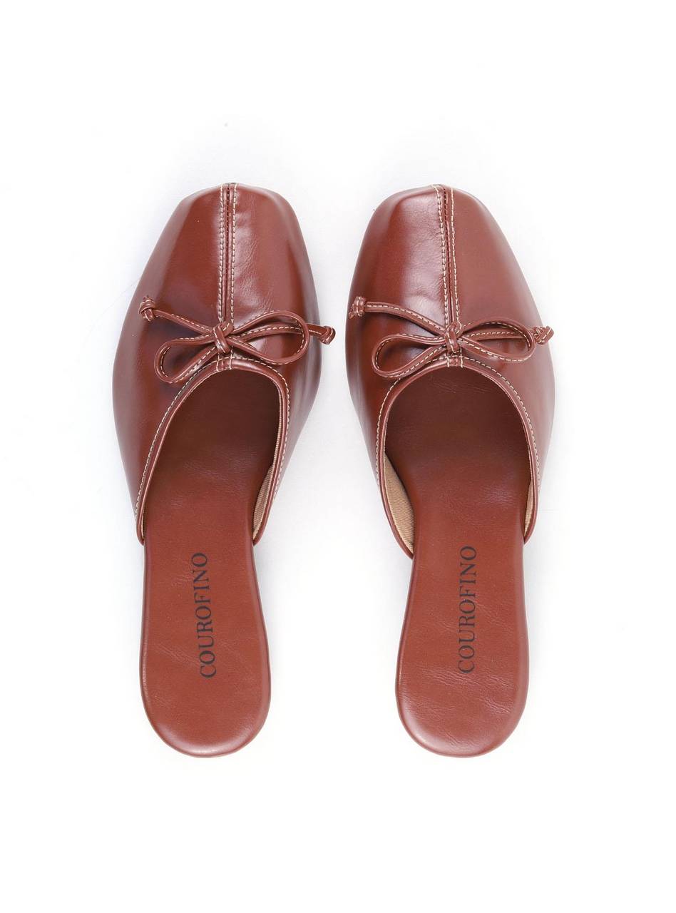 Mule Bico Quadrado Recorte Laço - Castor SDI-12059 - CS