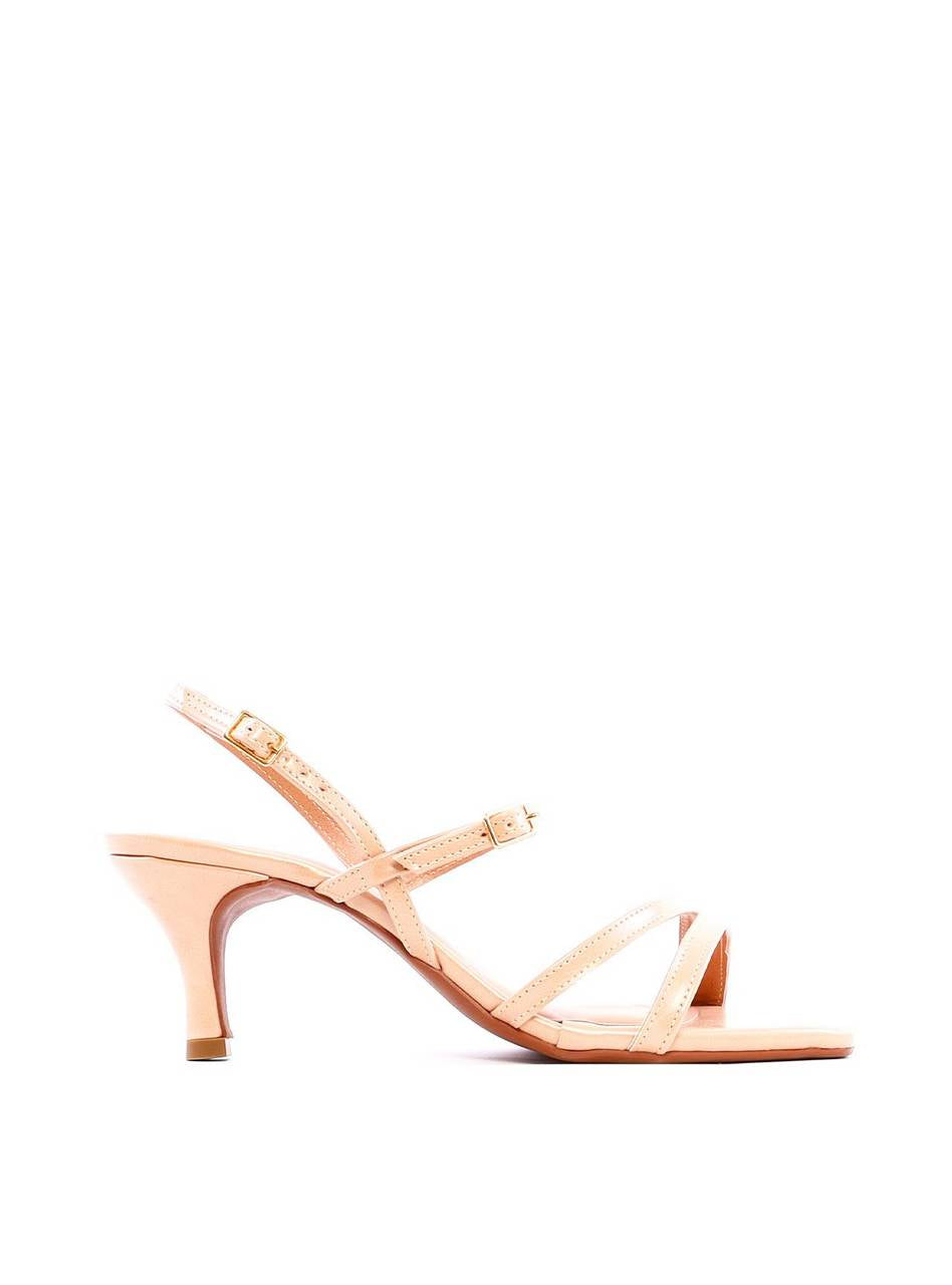 Sandália de Salto Fino com Tiras e Fivelas - Nude SDI-11974 - NU
