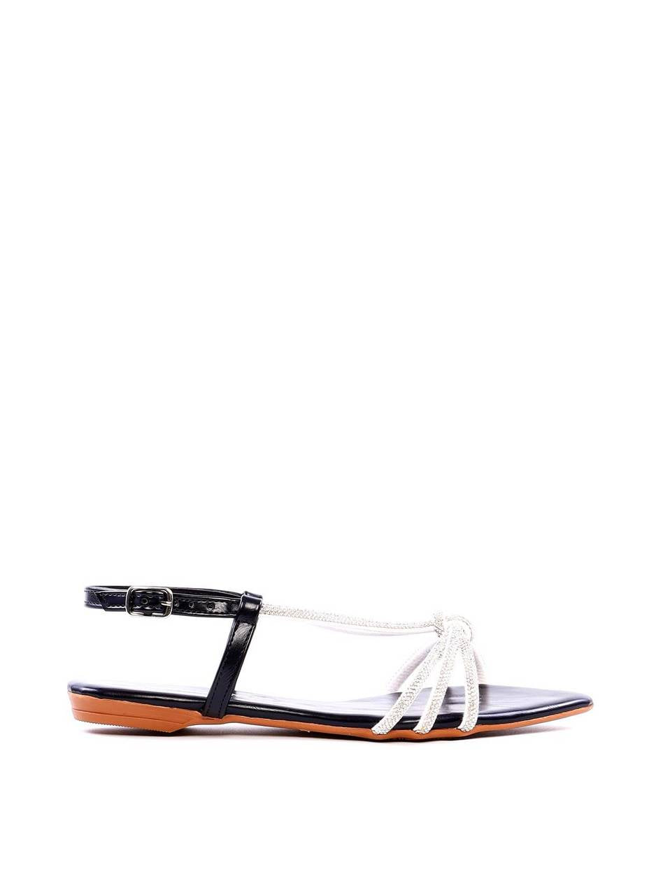 Rasteira Bico Fino com Tira de Strass - Preta SDI-11937 - PR