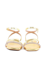Rasteira Salto Flat com Tiras em Strass - Ouro SDI-11907 - AU