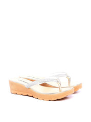 Sandália Feminina Tamanco Anabela Comfort com Tiras em Strass - Ouro SDI-11699 - AU