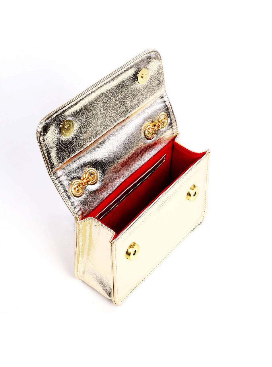 Bolsa Satchel Quadrada com Alça de Corrente - Ouro BSI-6287 - AU