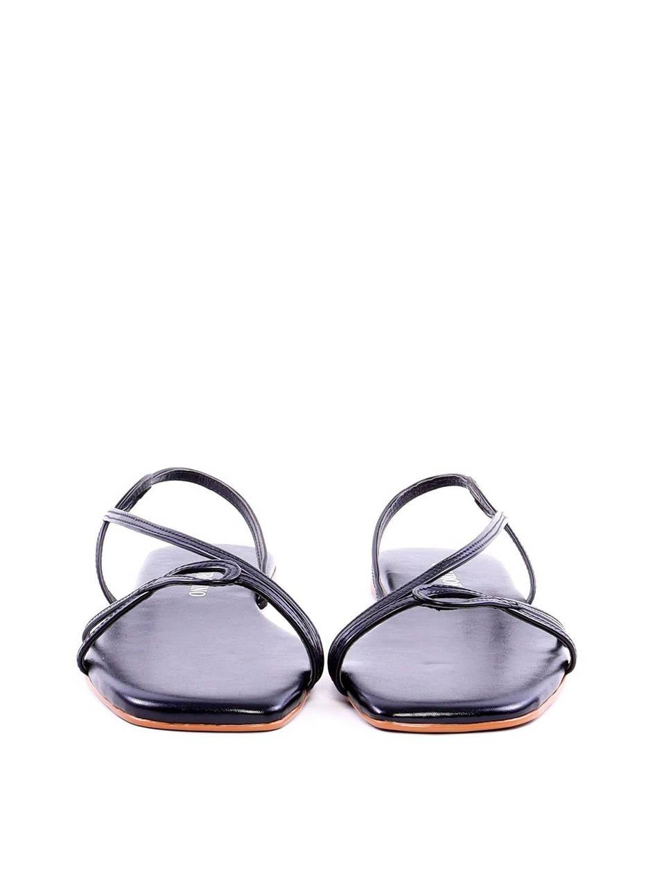 Rasteira com Tiras Finas em Recorte Geométrico - Preta SDI-11942 - PR