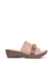 Sandália Feminina Couro Tamanco Anabela Confort Nude SDI-11595 - NU