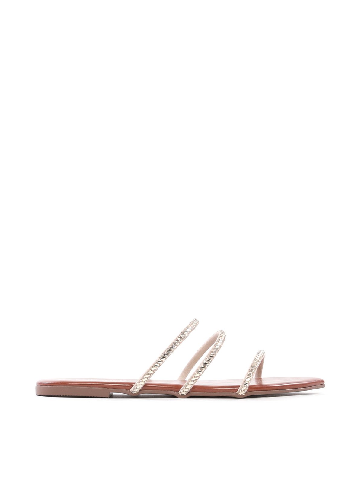 Sandália Rasteira com Strass Bico Folha SDI-12244 - CS
