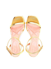 Sandália Tiras Finas Salto Alto Cromado - Ouro SDI-11925 - AU