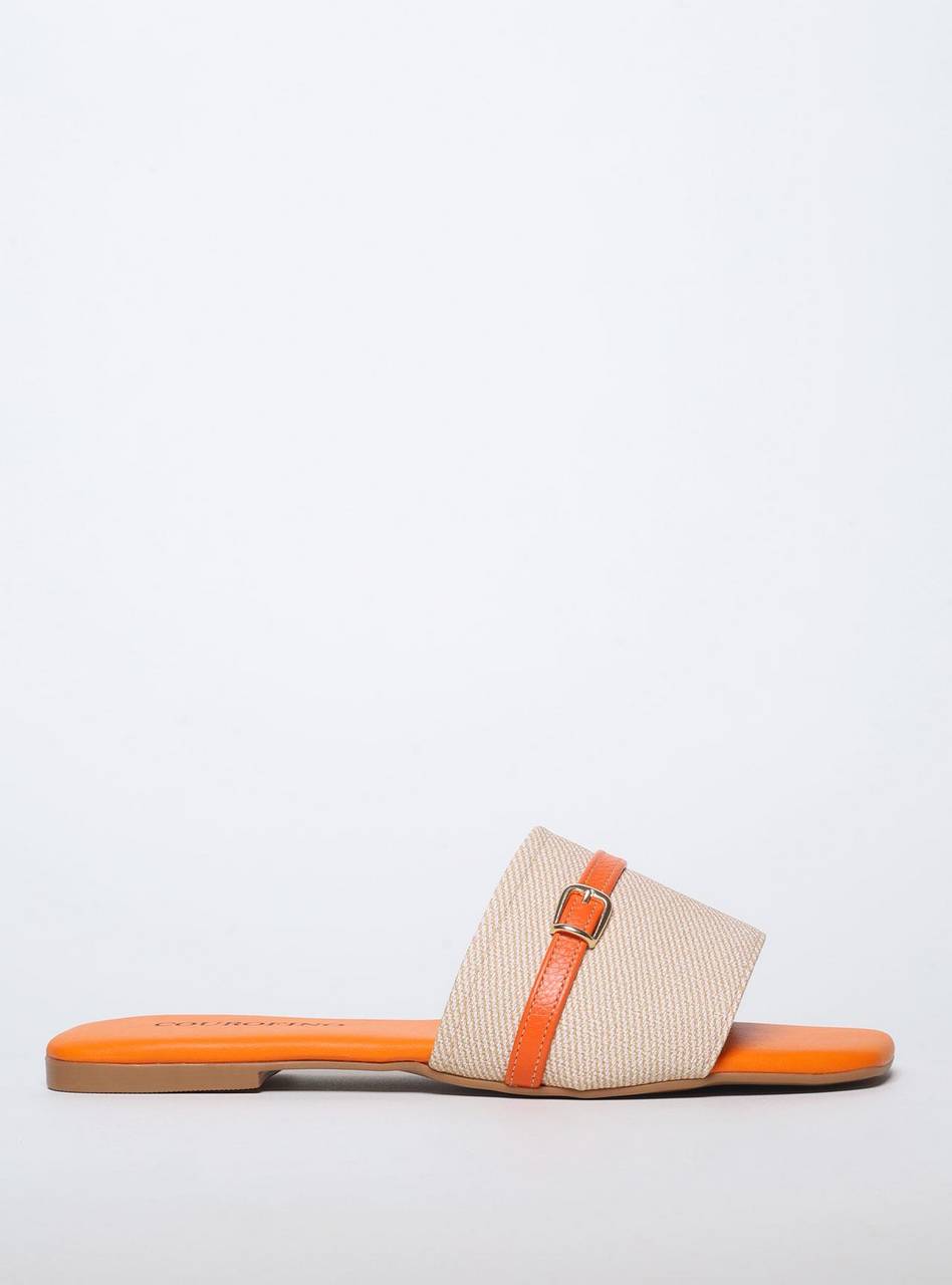 Sandália Feminina Rasteira Slide - Laranja SDI-11543 - LR