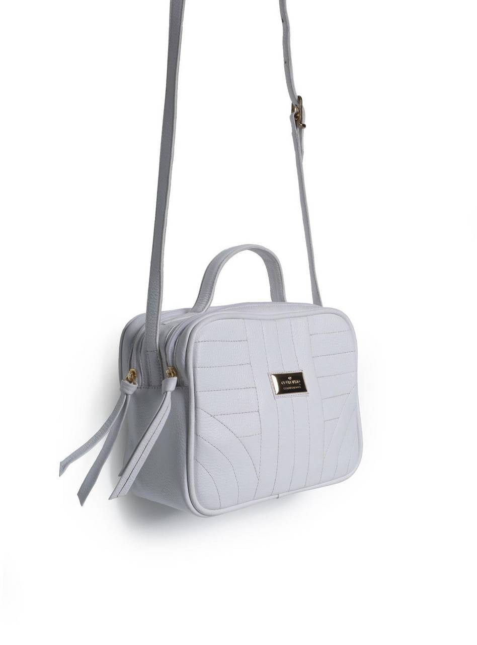 Bolsa Bag Couro Transversal Bolso Atrás Branca BSI-5087 - BR