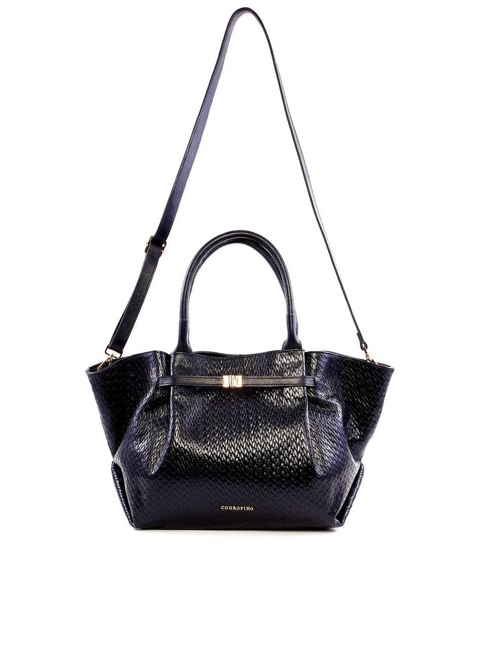 Bolsa Tote com Drapeado e Alça Dupla - Preta BSI-6275 - PR