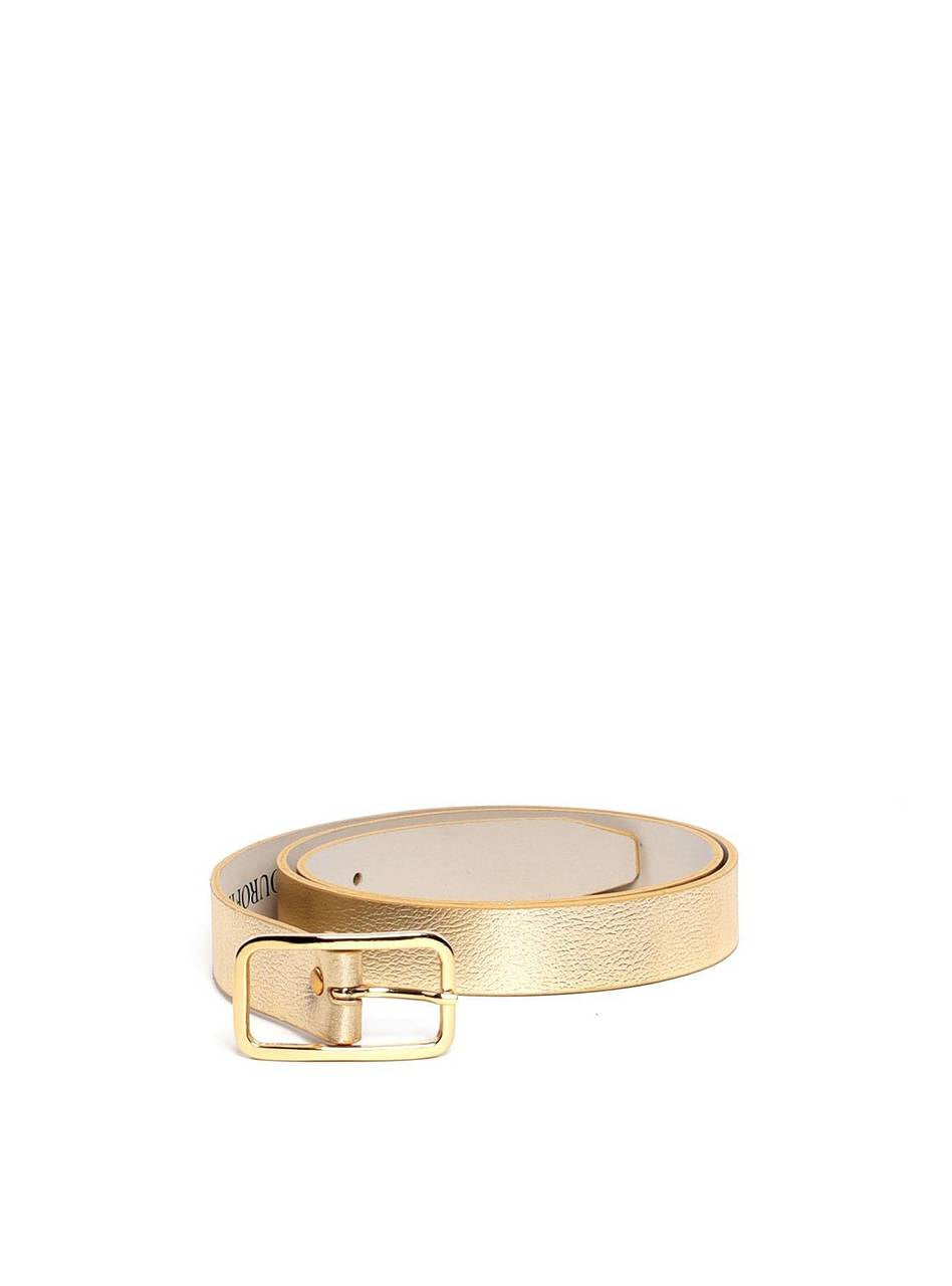 Cinto Feminino em Couro com Fivela Retangular - Ouro 1.1820000988 - AU