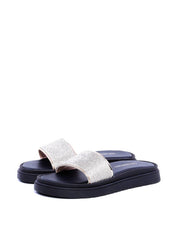 Sandália Flatform Slide Manta Brilhosa - Preta SDI-11713 - PR