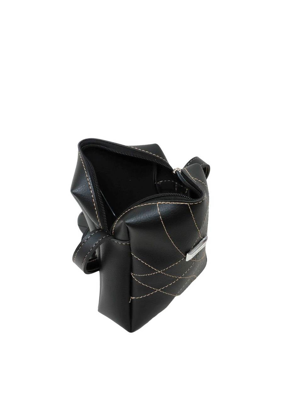 Bolsa Bag Pequena Transversal Costura Trançada Preta BSI-5466 - PR