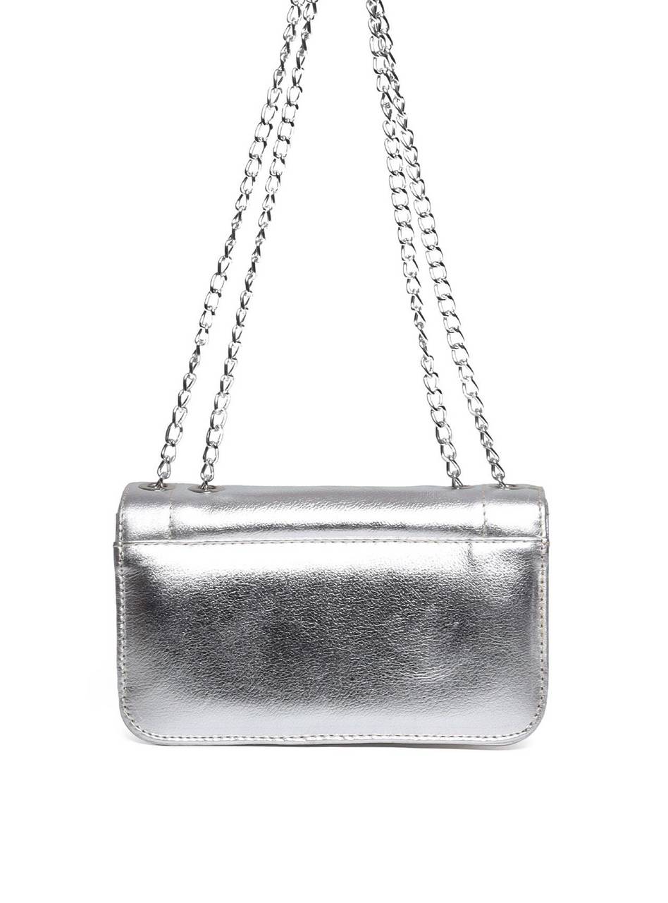 Bolsa Satchel Retangular com Tampa Matelasse - Prata BSI-5967 - PT