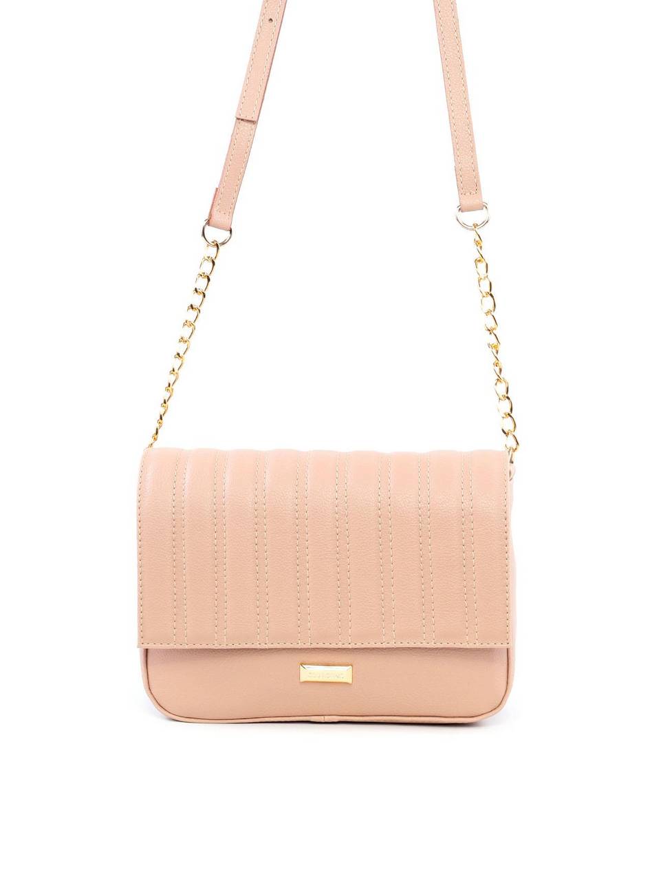Bolsa Satchel com Costura na Tampa - Nude BSI-6214 - NU