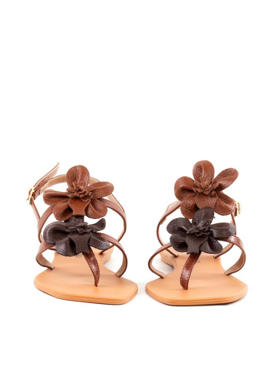 Rasteira Tiras Finas Enfeite Duas Flores - Castor SDI-12035 - CS