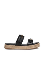 Sandália Flatform Salto em Cordas com Duas Tiras com Fivelas - Preta SDI-11677 - PR