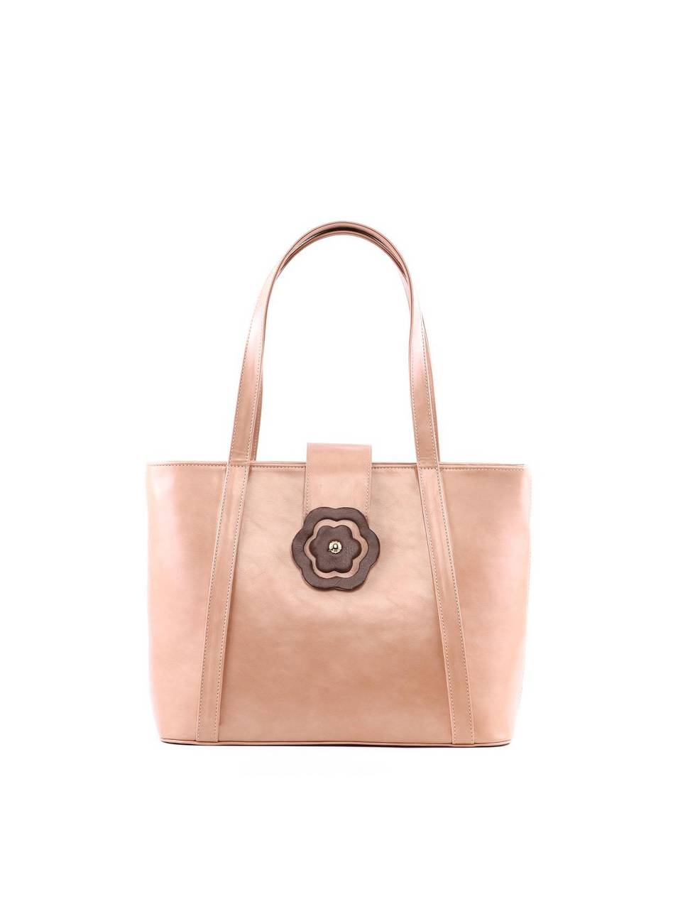 Bolsa Tote com Flor Frontal - Nude BSI-6359 - NU