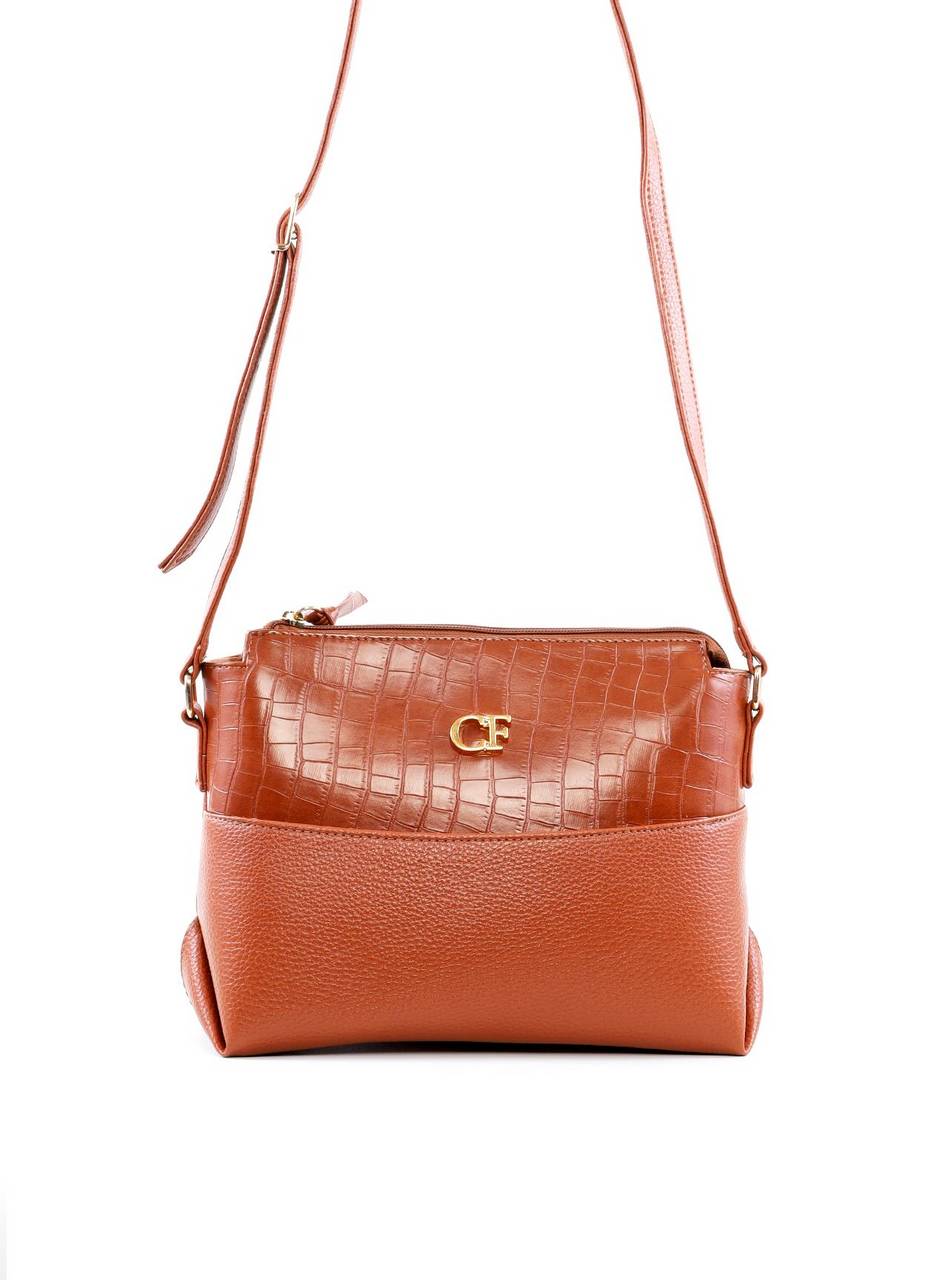 Bolsa Transversal Média com Detalhe Croco - Castor BSI-6488 - CS