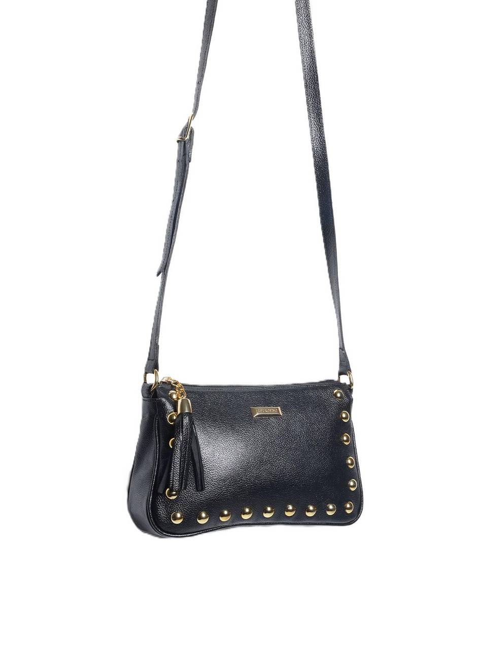 Bolsa Clutch Couro Pequena Transversal Preta BSI-5873 - PR