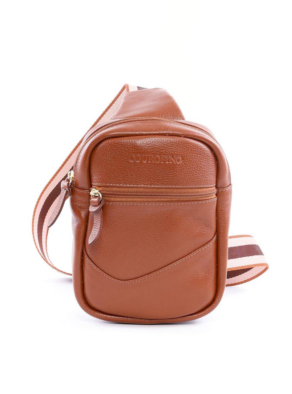 Bolsa Masculina Transversal de Couro Lisa - Castor BSI-5880 - CS