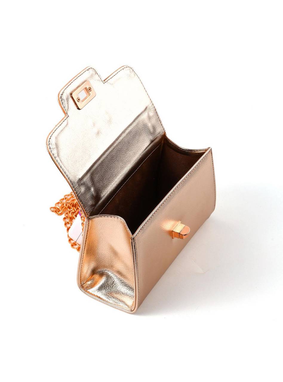 Bolsa Clutch Corrente Pequena Ouro BSI-5544 - AU