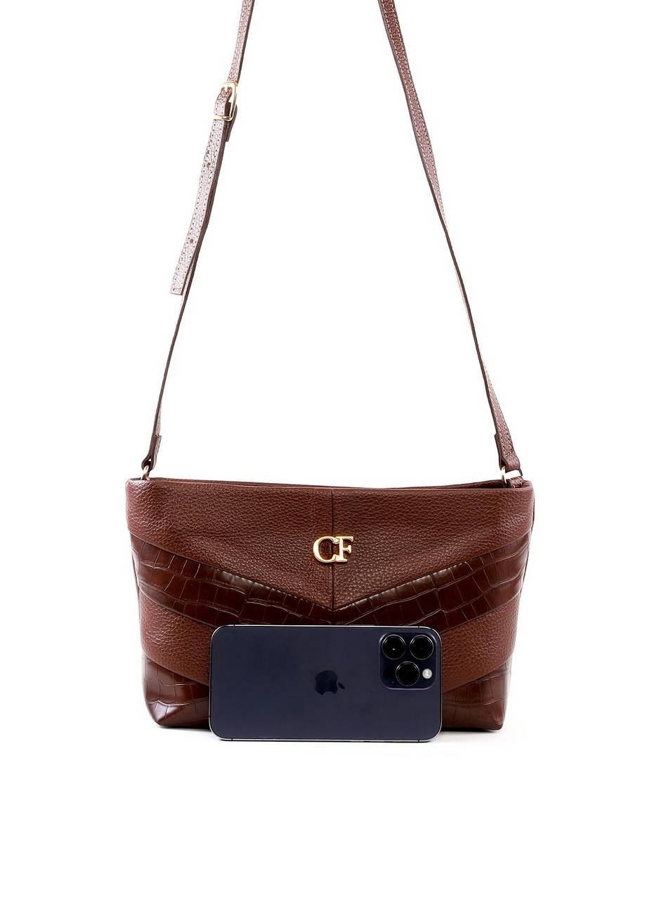 Bolsa Tote Transversal com Recortes em V - Cacau BSI-6435 - CA