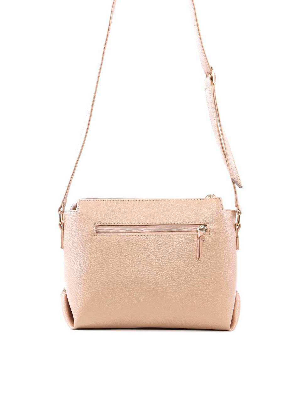 Bolsa Transversal Média com Detalhe Croco - Nude BSI-6488 - NU