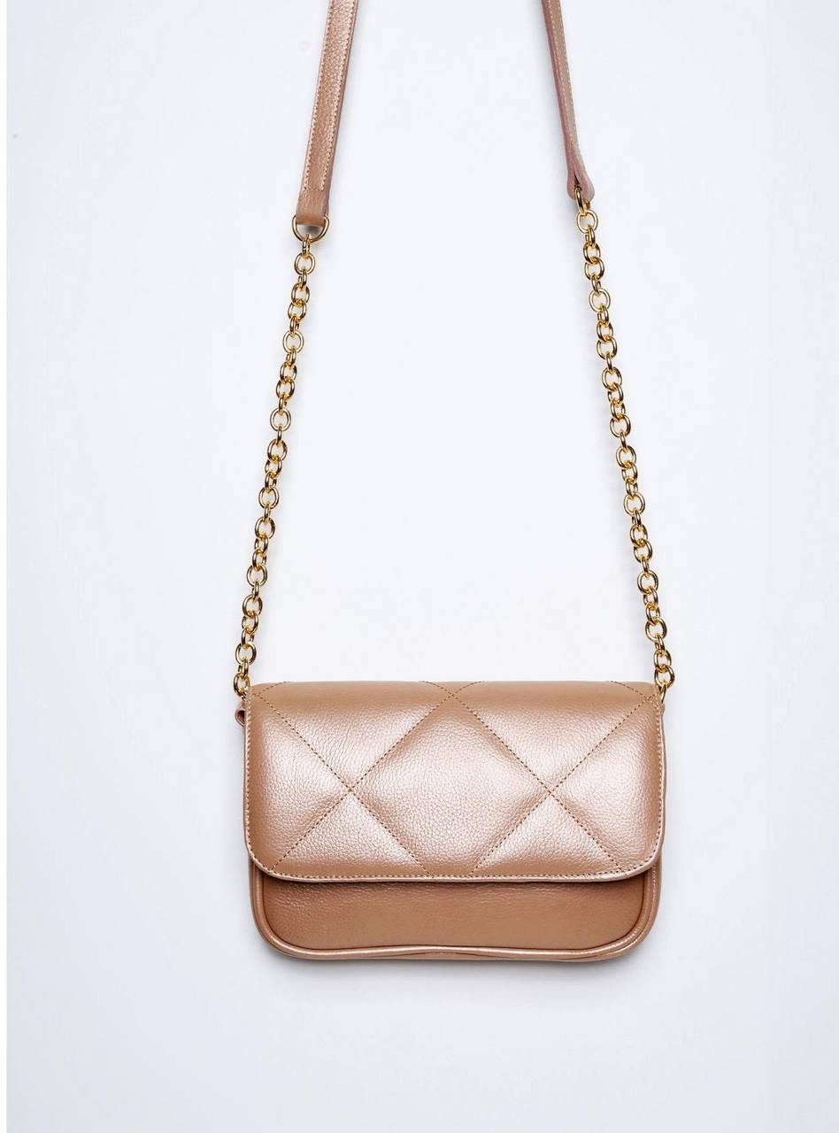 Bolsa Satchel Pequeno Couro Transversal - Nude BSI-5858 - NU