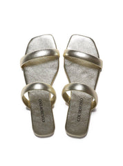 Sandália Feminina Rasteira Duas Tiras - Ouro SDI-11620 - AU