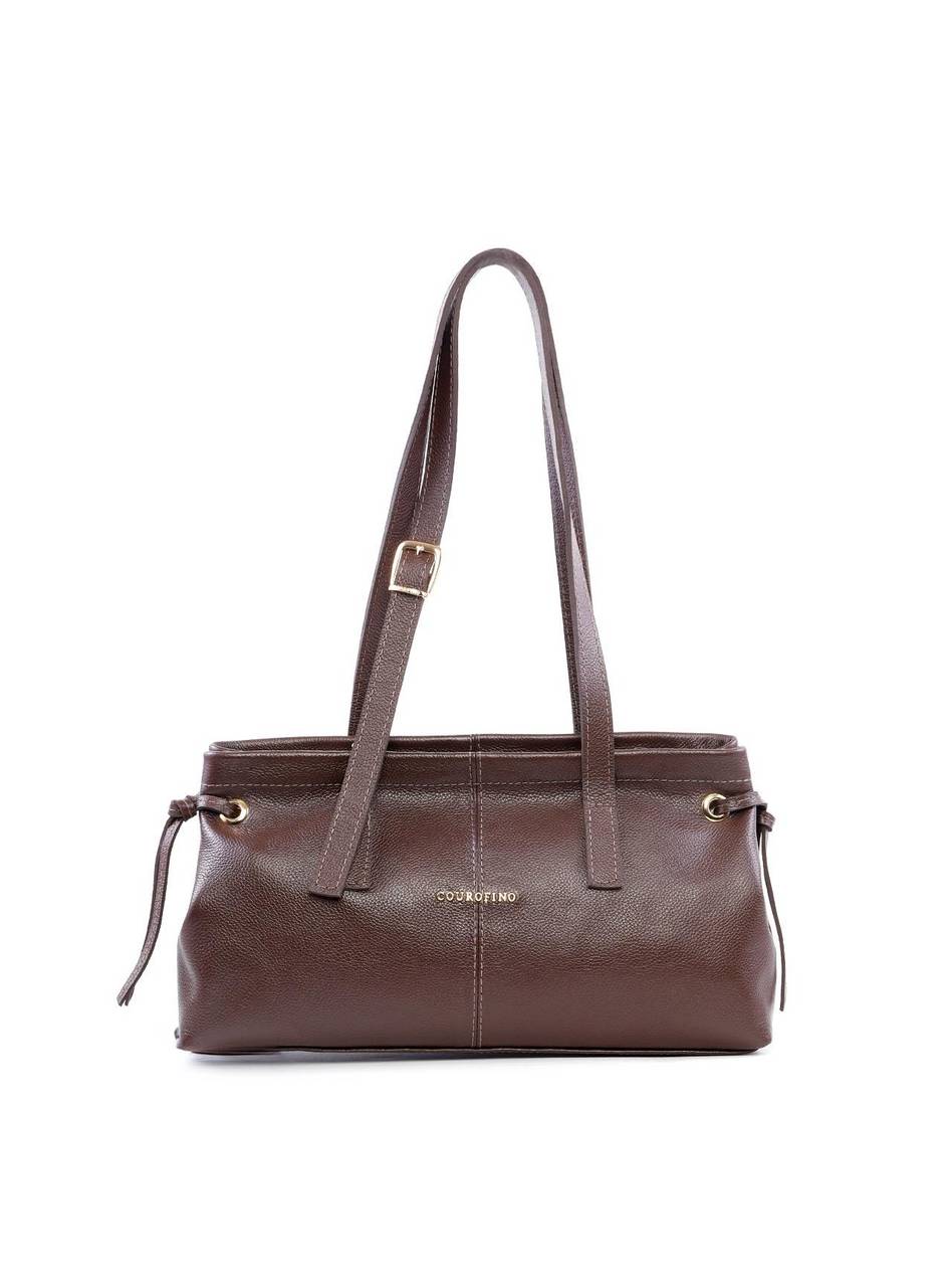 Bolsa Tote de Couro com Ilhós Laterais - Cacau BSI-6223 - CA