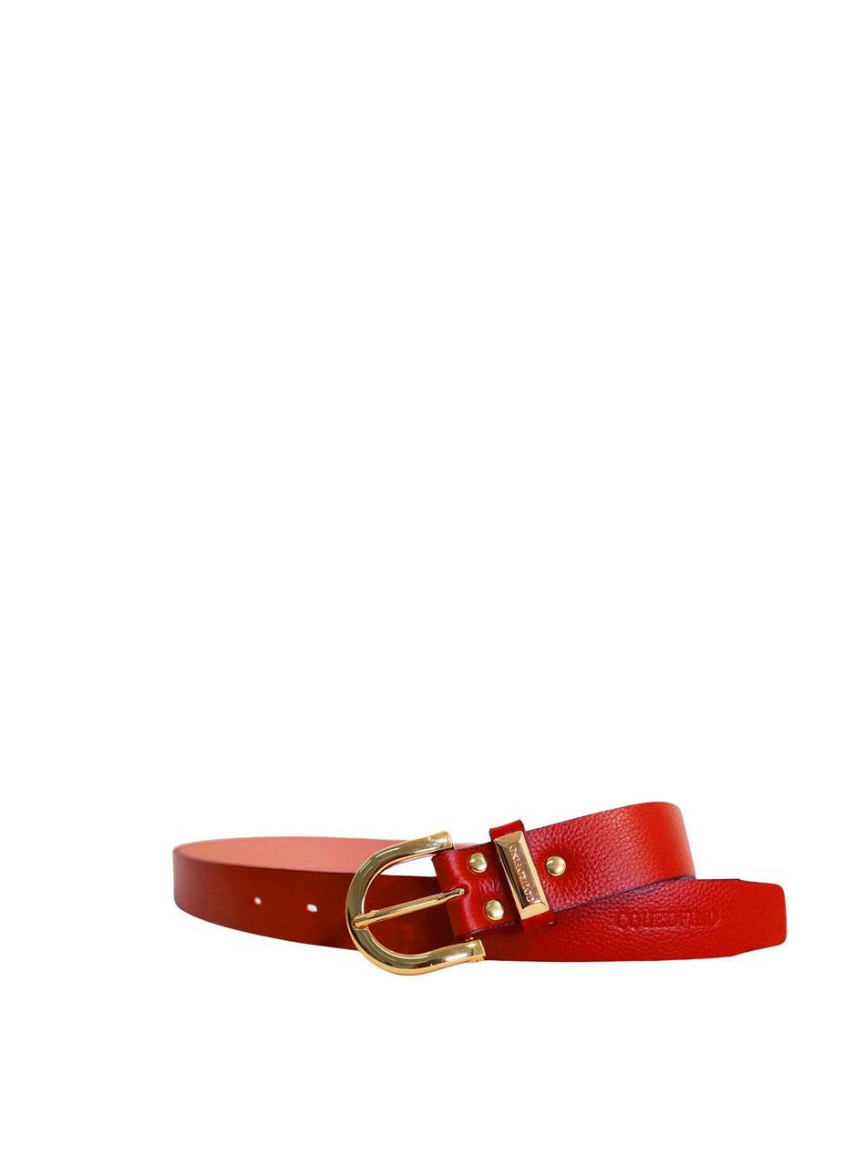Cinto Feminino Social Espessura Media Liso Couro Vermelho CTI-925 - VE