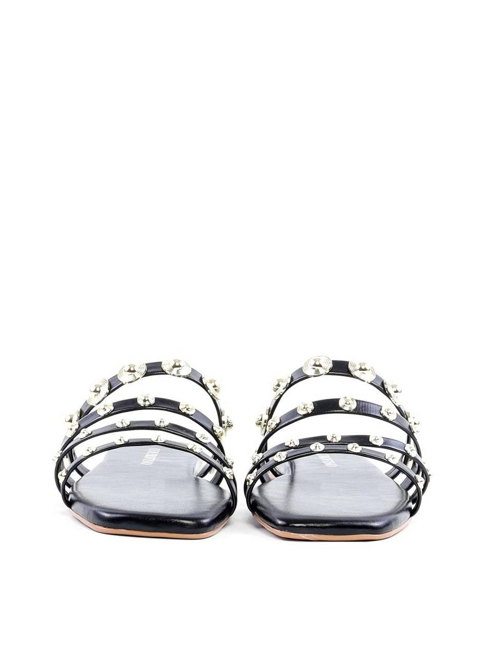 Rasteira com Tiras Finas e Rebites - Preta SDI-11895 - PR