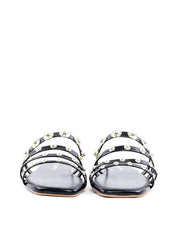 Rasteira com Tiras Finas e Rebites - Preta SDI-11895 - PR