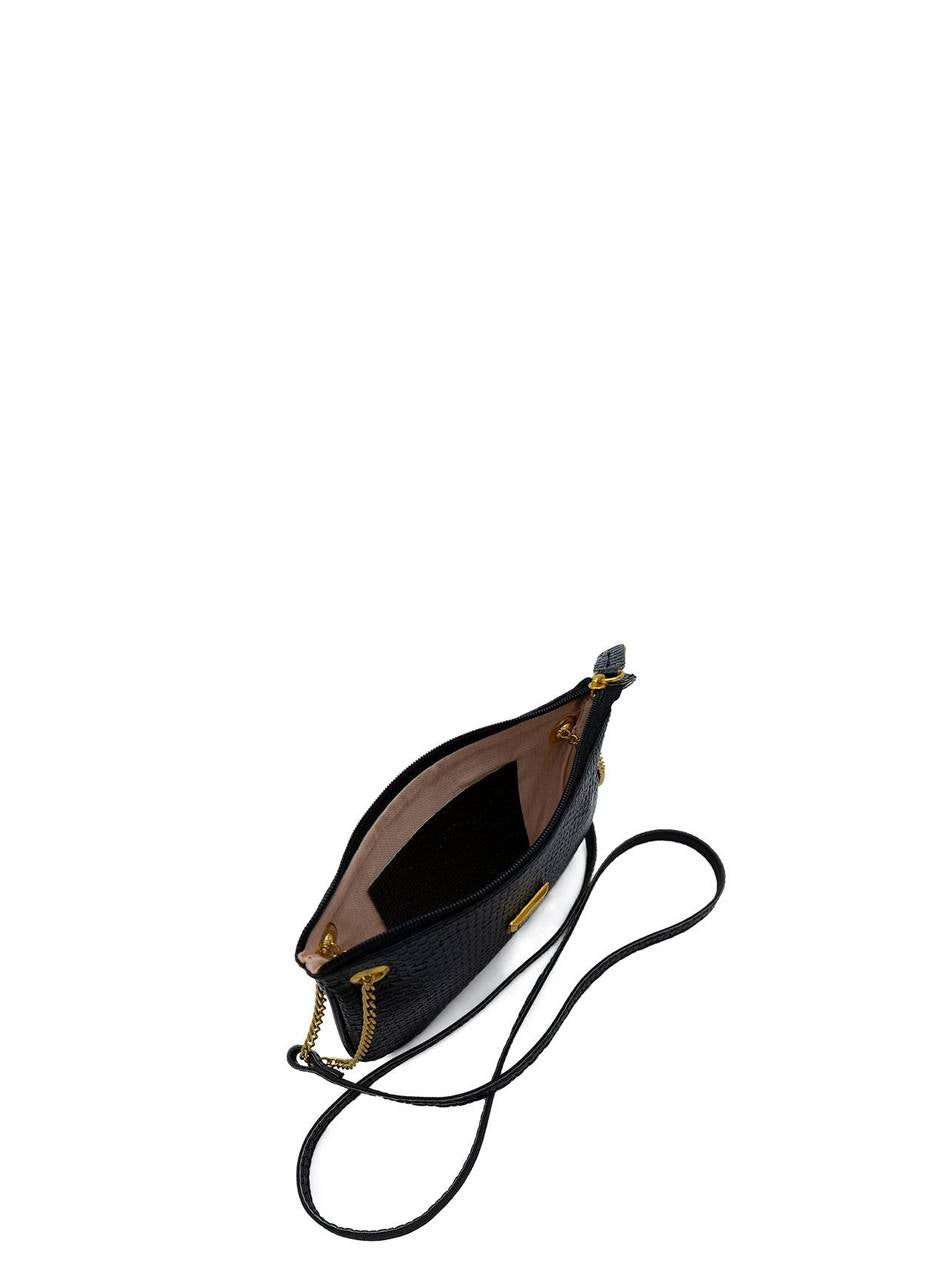Bolsa Clutch Alça Transversal Corrente Preta BSI-5095 - PR