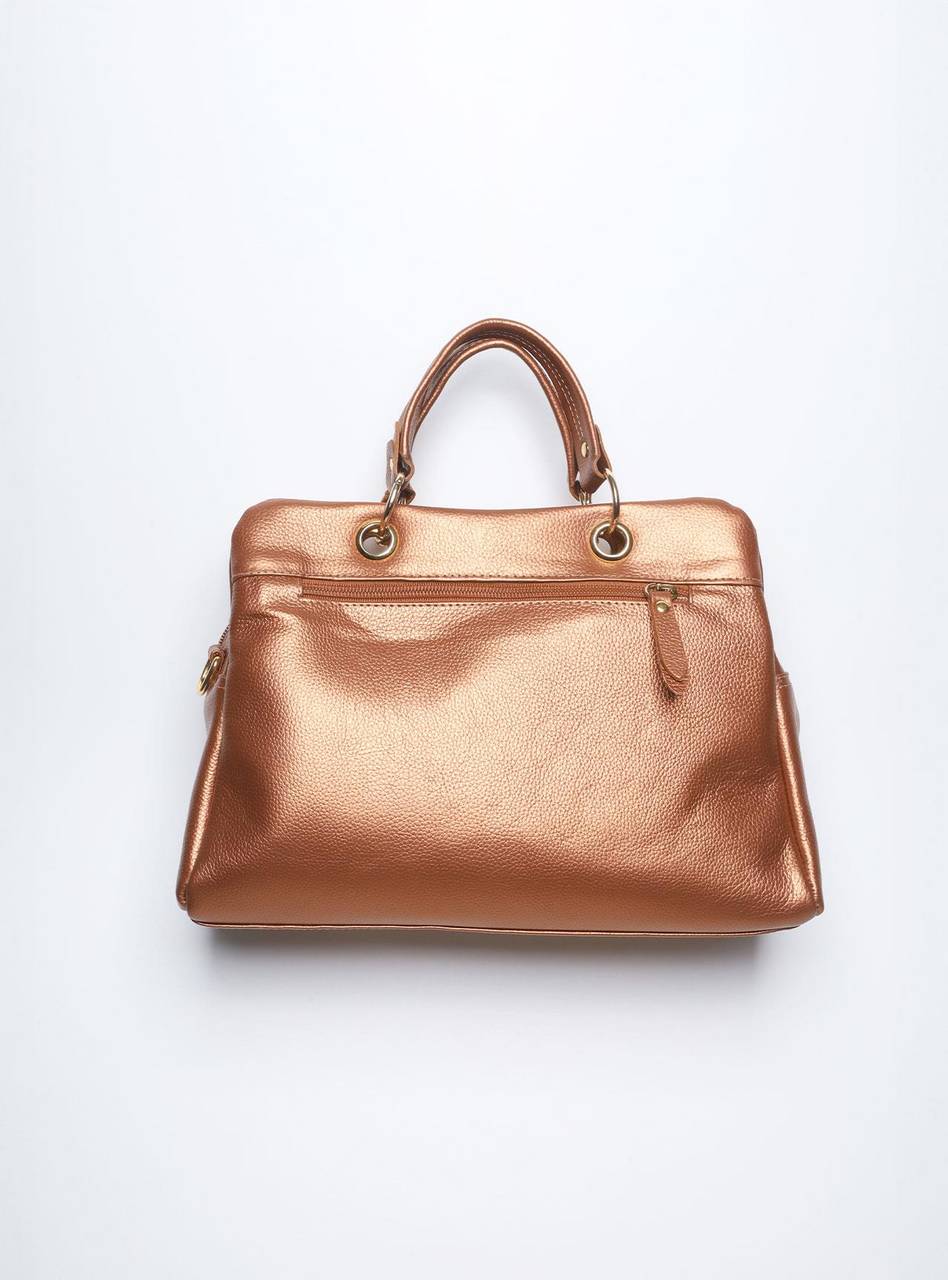 Bolsa Tote Tiracolo Duas Divisórias Bonequinho Couro Bronze BSI-3726 - BZ