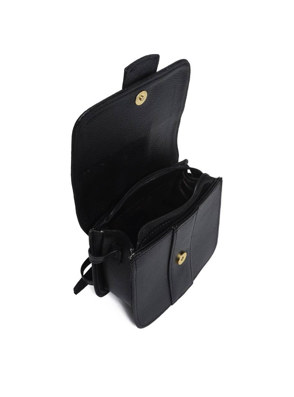 Bolsa Satchel Transversal com Fivela Decorativa - Preta BSI-5714 - PR