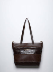 Bolsa Tote Média Couro Transversal Cacau BSI-5861 - CA