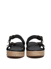 Sandália Flatform Salto em Cordas com Duas Tiras com Fivelas - Preta SDI-11677 - PR