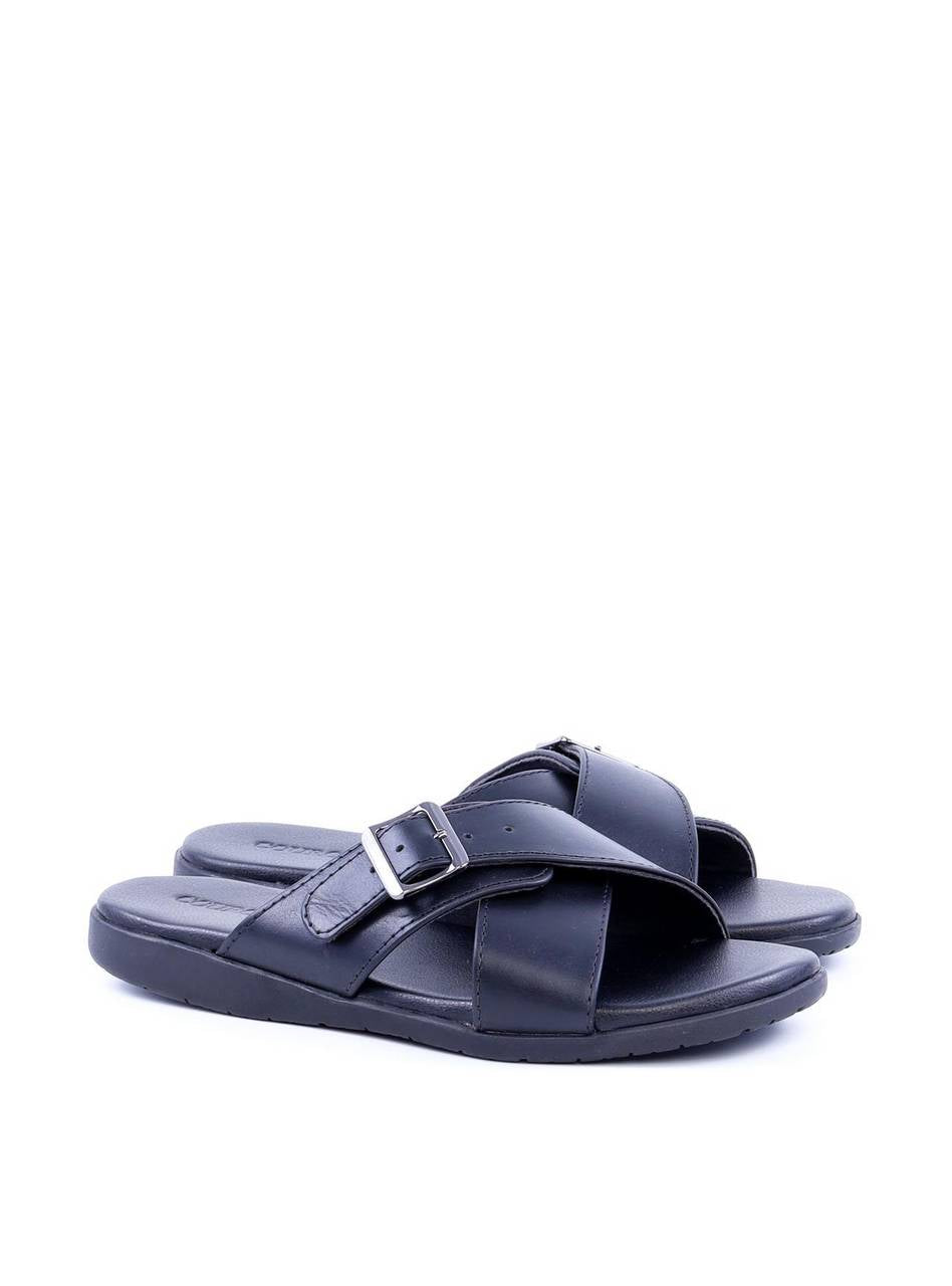Sandália Masculina em Couro com Tiras Largas - Preta SDI-11703 - PR