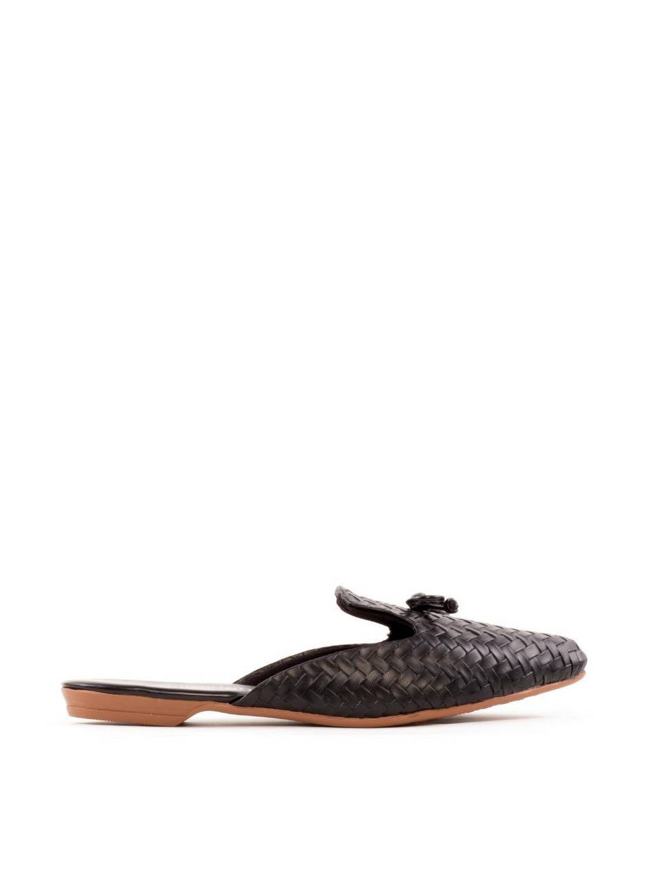 Mule Bico Fino Tressê Enfeite Laço - Preta SDI-12061 - PR