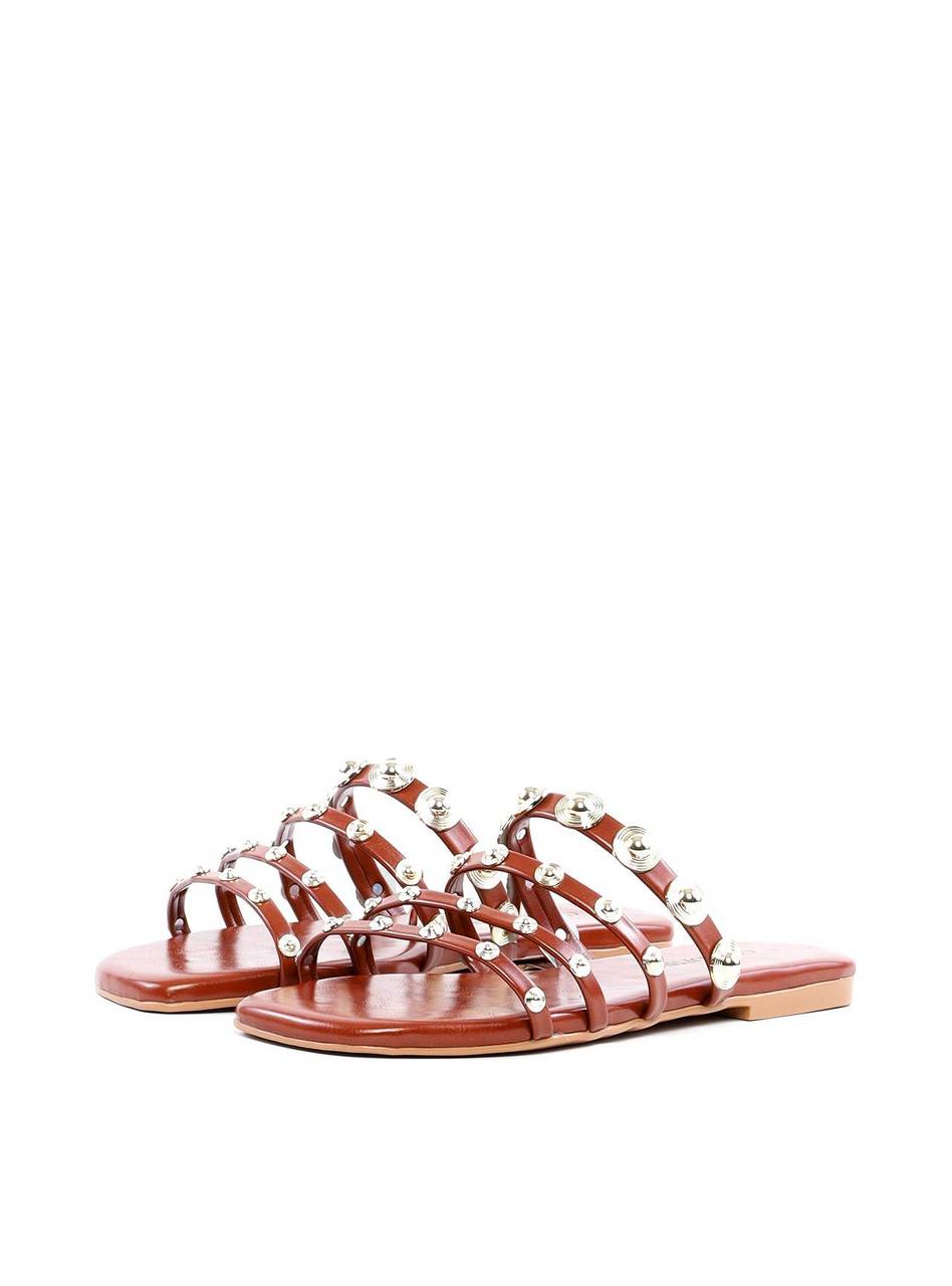 Rasteira com Tiras Finas e Rebites - Castor SDI-11895 - CS