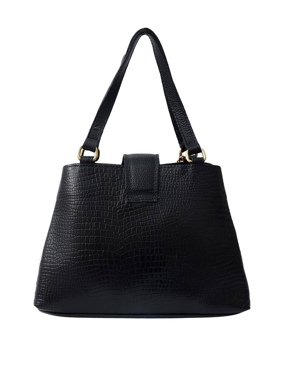 Bolsa Tote Couro Média Transversal Preta BSI-5373 - PR