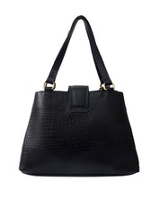 Bolsa Tote Couro Média Transversal Preta BSI-5373 - PR