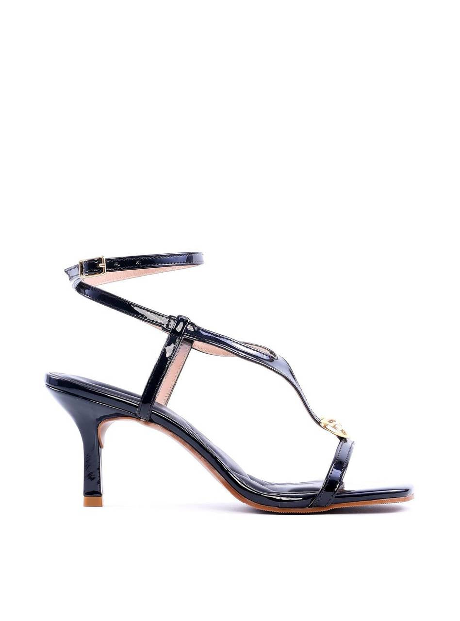 Sandália de Salto com Tiras e Detalhe de Coração - Preta SDI-11764 - PR