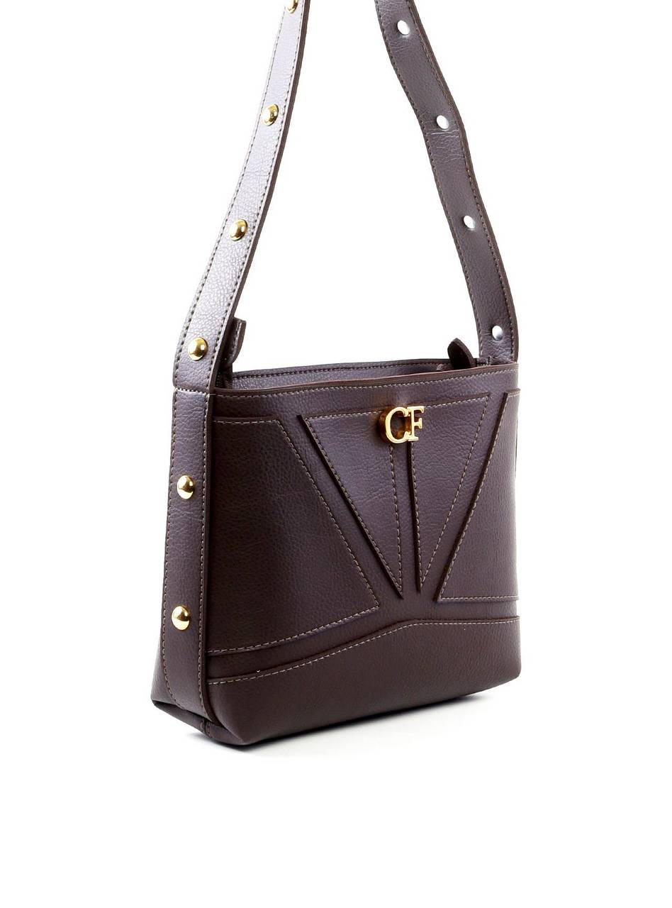 Bolsa Tote Média com Costura e Esferas - Cacau BSI-6410 - CA