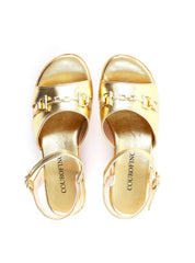 Sandália Anabela Cortiça Enfeite Bridão  - Ouro SDI-11921 - AU