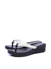 Sandália Feminina Tamanco Anabela Comfort com Tiras em Strass - Preta SDI-11699 - PR