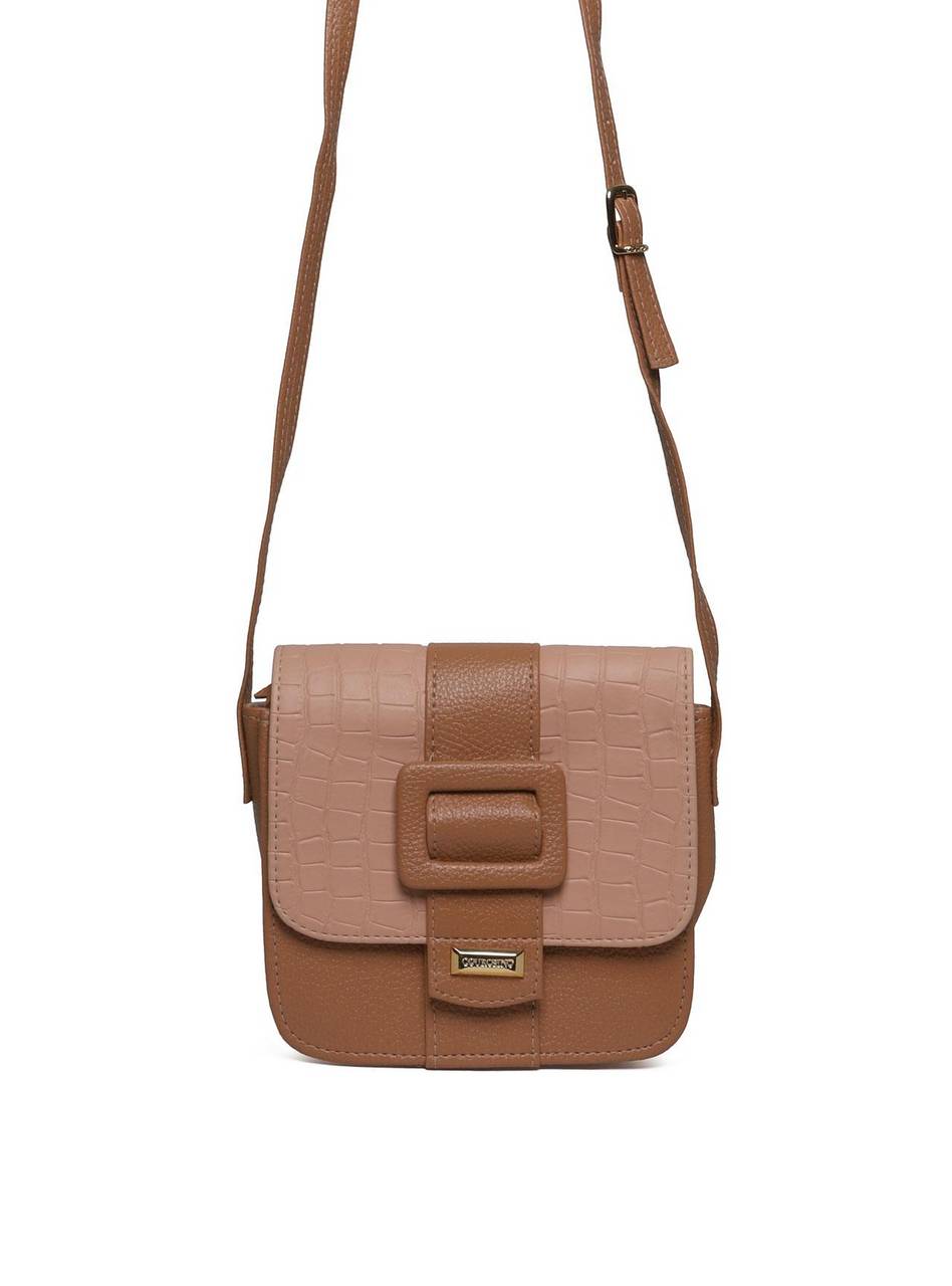 Bolsa Satchel Transversal com Fivela Decorativa - Nude BSI-5714 - NU